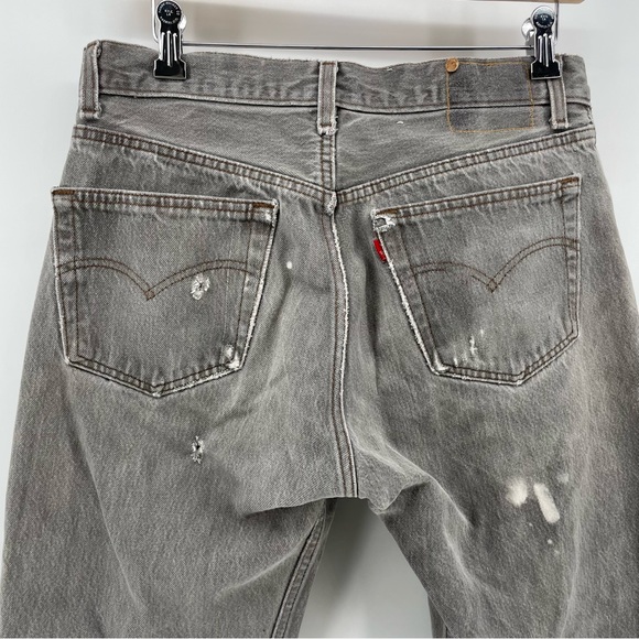 Levi’s Men’s Straight Fit Jeans Gray Distressed Splatter 100% Cotton 32x32 - Picture 6 of 10